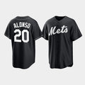 New York Mets #20 Pete Alonso Black FEDASGOGE Cool Base Stitched Jersey