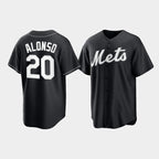 New York Mets #20 Pete Alonso Black FEDASGOGE Cool Base Stitched Jersey