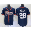 Detroit Tigers #28 Javier B¨¢ez Navy FEDASGOGE Cool Base Stitched Jersey