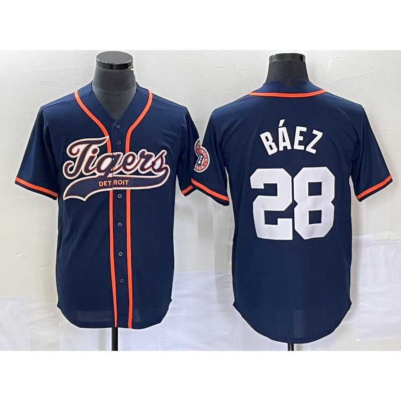 Detroit Tigers #28 Javier B¨¢ez Navy FEDASGOGE Cool Base Stitched Jersey