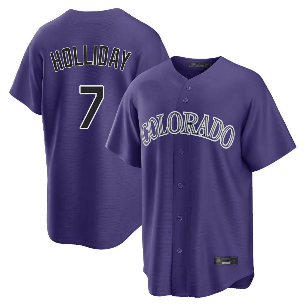 Colorado Rockies #7 Matt Holliday Player Purple FEDASGOGE Game Home Stitched Jerseys