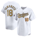 Los Angeles Dodgers #18 Yoshinobu Yamamoto White FEDASGOGE 2025 Gold Collection Limited Stitched Jersey