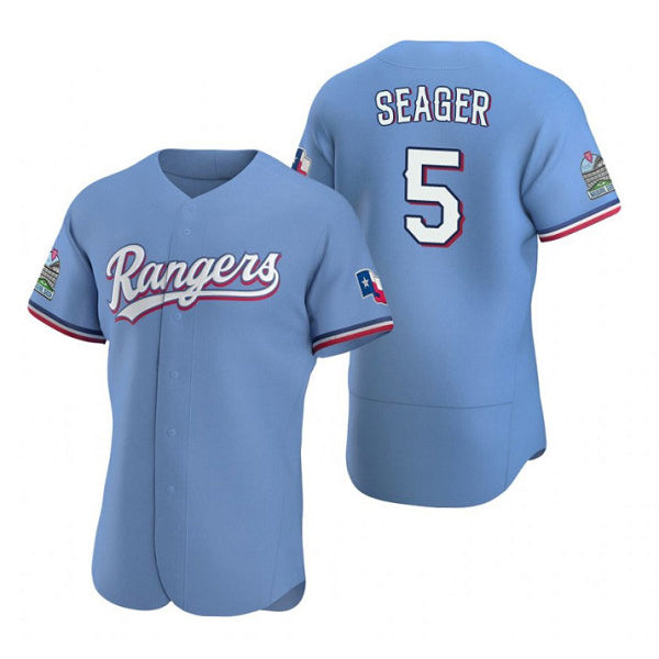Texas Rangers #5 Corey Seager Light Blue FEDASGOGE Flex Base Stitched Jersey