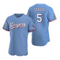 Texas Rangers #5 Corey Seager Light Blue FEDASGOGE Flex Base Stitched Jersey