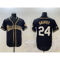 Seattle Mariners #24 Ken Griffey Jr. Black Gold FEDASGOGE Cool Base Stitched Jersey