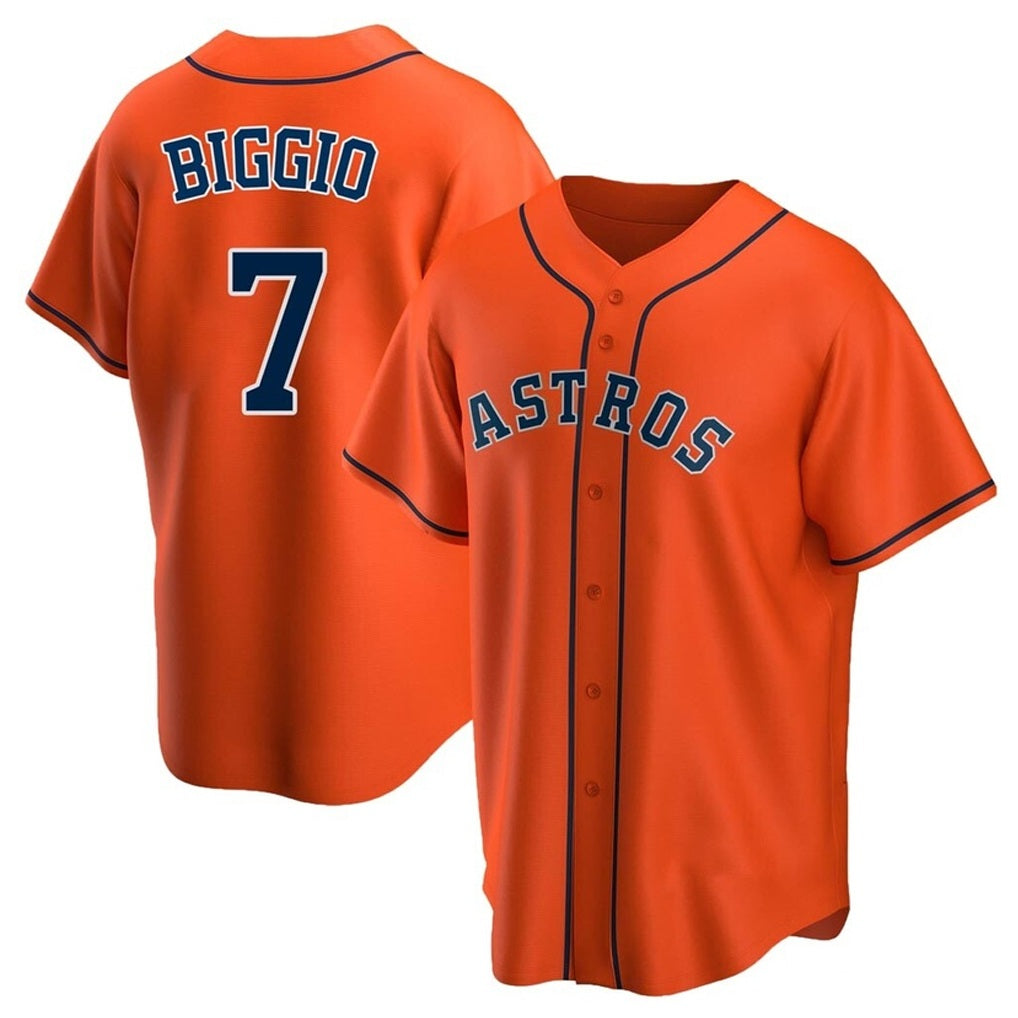 Houston Astros #7 Craig Biggio Player Orange FEDASGOGE Home Game Stitched Jerseys