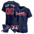 Custom Atlanta Braves 2024 Spring Training & Georgia Patch Vapor Premier Elite Jersey ¨CNavy FEDASGOGE