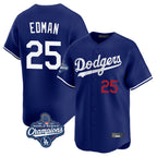 Los Angeles Dodgers #25 Tommy Edman Player Royal FEDASGOGE World Series Meet Limited Home Stitched Jerseys
