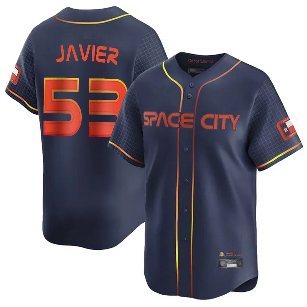 Houston Astros #53 Cristian Javier Player Navy FEDASGOGE City Connect Home Limited Stitched Jerseys
