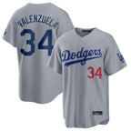Los Angeles Dodgers #34 Fernando Valenzuela Player Gray FEDASGOGE Game Home Stitched Jerseys