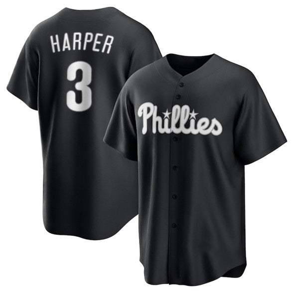 Philadelphia Phillies #3 Bryce Harper Black FEDASGOGE Lights Out Limited Stitched Jersey
