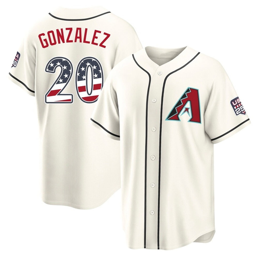 Arizona Diamondbacks #20 Luis Gonzalez Player Cream FEDASGOGE USA 250 Fourth of July Home Game Stitched Jerseys
