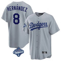 Los Angeles Dodgers #8 Enrique Hern¨¢ndez Player Gray FEDASGOGE World Series Meet Game Stitched Jerseys