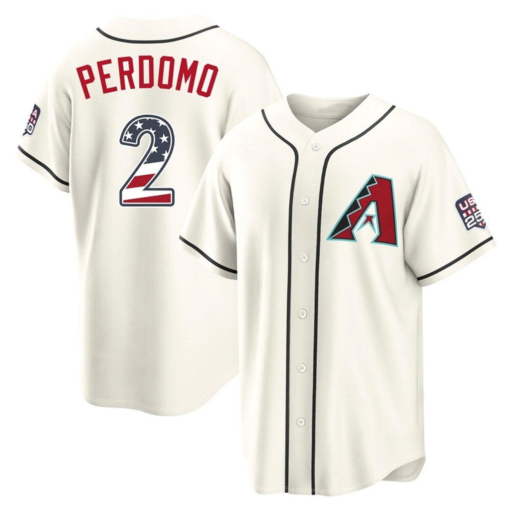 Arizona Diamondbacks #2 Geraldo Perdomo Player Cream FEDASGOGE USA 250 Fourth of July Home Game Stitched Jerseys