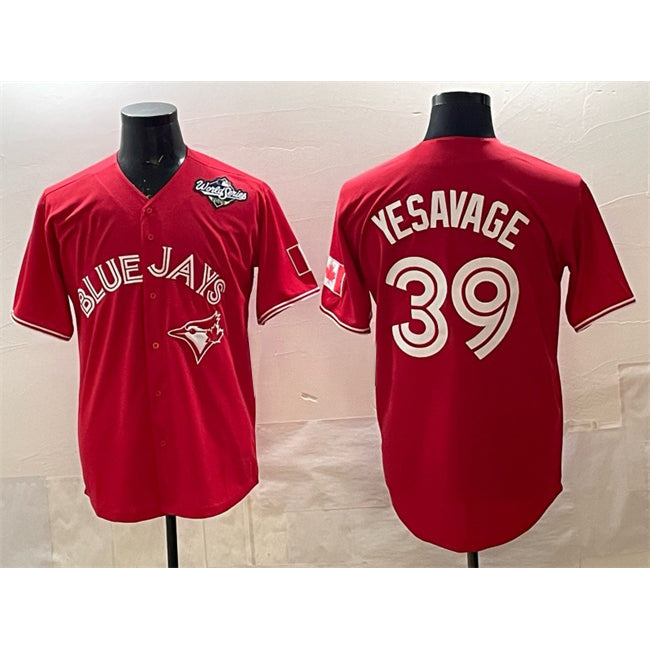 Toronto Blue Jays #39 Trey Yesavage Red FEDASGOGE 2025 World Series Cool Base Stitched Jersey