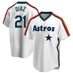 Houston Astros #21 Yainer Diaz Player White FEDASGOGE Cooperstown Collection T-shirt Stitched Jerseys