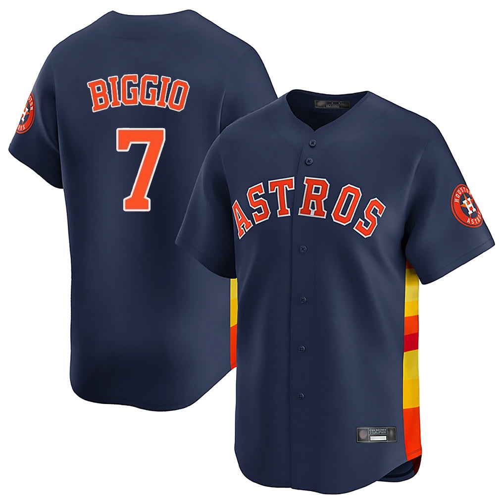 Houston Astros #7 Craig Biggio Player Navy FEDASGOGE Home Limited Stitched Jerseys