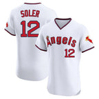 Los Angeles Angels #12 Jorge Soler Player White FEDASGOGE T-shirt Home Limited Elite Stitched Jerseys