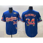 Los Angeles Dodgers #34 Fernando Valenzuela Royal FEDASGOGE Mexico California Patch 2025 World Series Patch Stitched Jersey