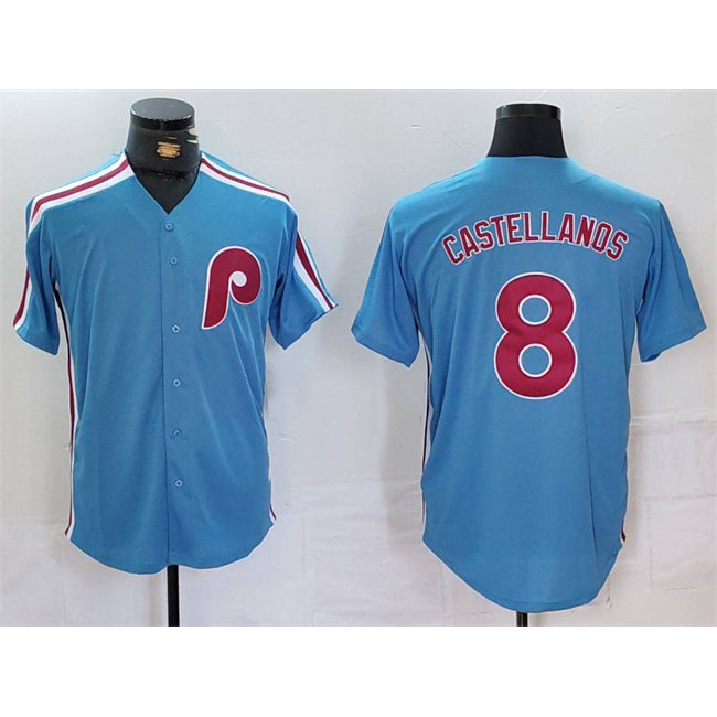 Philadelphia Phillies #8 Nick Castellanos Blue FEDASGOGE Cool Base Stitched Jersey