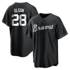 Atlanta Braves #28 Matt Olson Player Black FEDASGOGE Home Game Stitched Jerseys