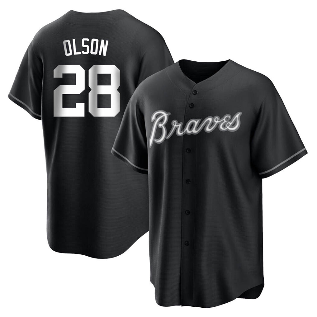 Atlanta Braves #28 Matt Olson Player Black FEDASGOGE Home Game Stitched Jerseys