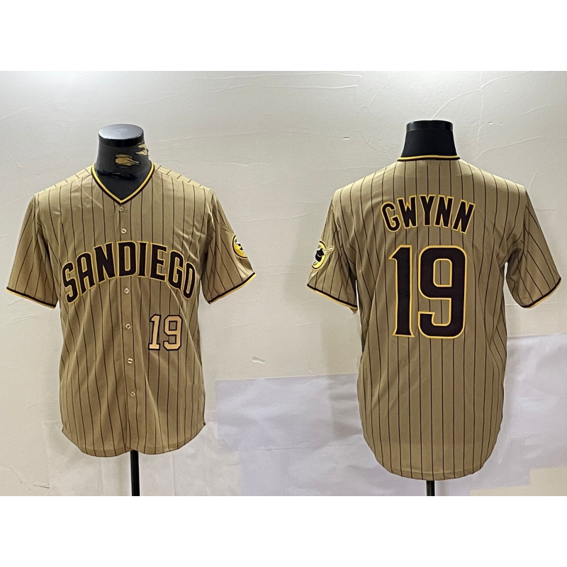 San Diego Padres #19 Tony Gwynn Khaki FEDASGOGE Team Logo Cool Base Jerseys