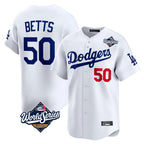 Los Angeles Dodgers #50 Mookie Betts Player White FEDASGOGE World Series Limited Home Stitched Jerseys