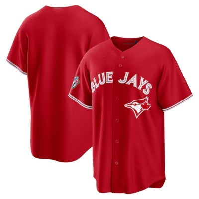 Toronto Blue Jays Blank Red FEDASGOGE 50 Seasons Patch Stitched Jersey