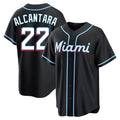 Miami Marlins #22 Sandy Alcantara Player Black FEDASGOGE Fashion Out Home Game Stitched Jerseys