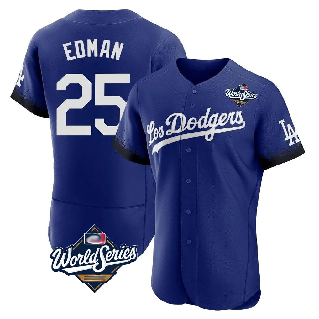 Los Angeles Dodgers #25 Tommy Edman Player Royal FEDASGOGE World Series City Connect Elite Home Stitched Jerseys