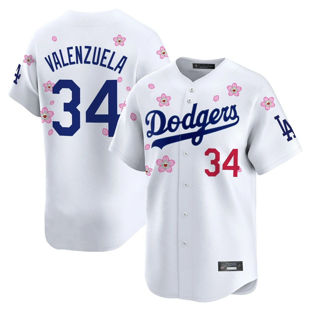 Los Angeles Dodgers #34 Fernando Valenzuela Player White FEDASGOGE Tokyo Series Vapor Premier Limited Stitched Jerseys