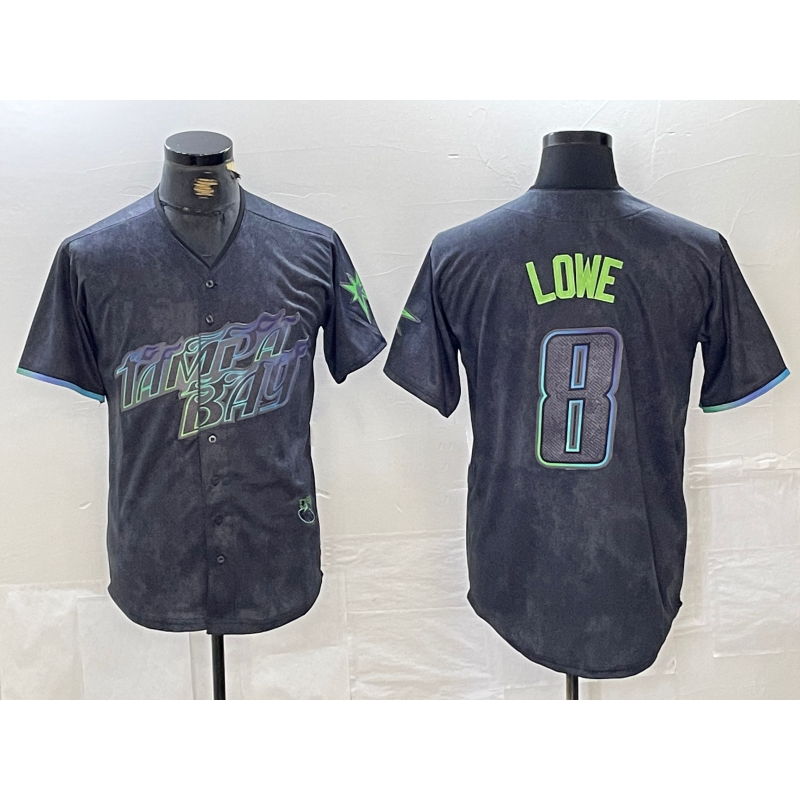 Tampa Bay Rays #8 Brandon Lowe Charcoal FEDASGOGE 2024 City Connect Limited Cool Base Jersey