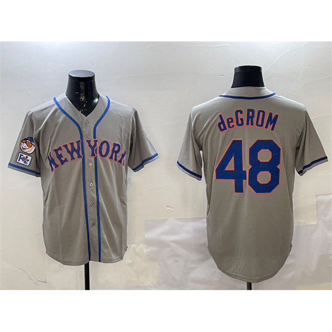 New York Mets #48 Jacob DeGrom Grey FEDASGOGE 2025 Spring Training Cool Base Stitched Jersey
