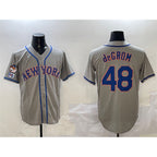 New York Mets #48 Jacob DeGrom Grey FEDASGOGE 2025 Spring Training Cool Base Stitched Jersey