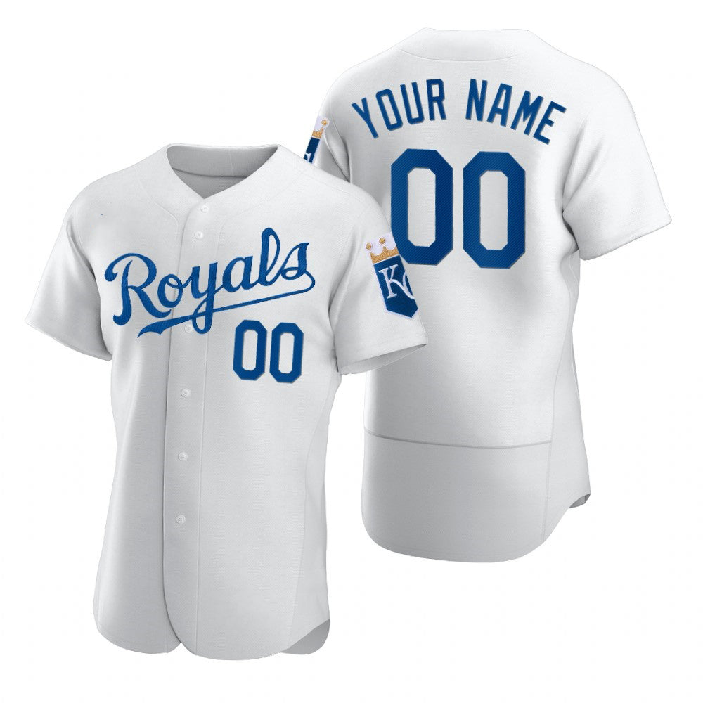 Custom Kansas City Royals White FEDASGOGE 2020 Stitched Flex Base Jersey