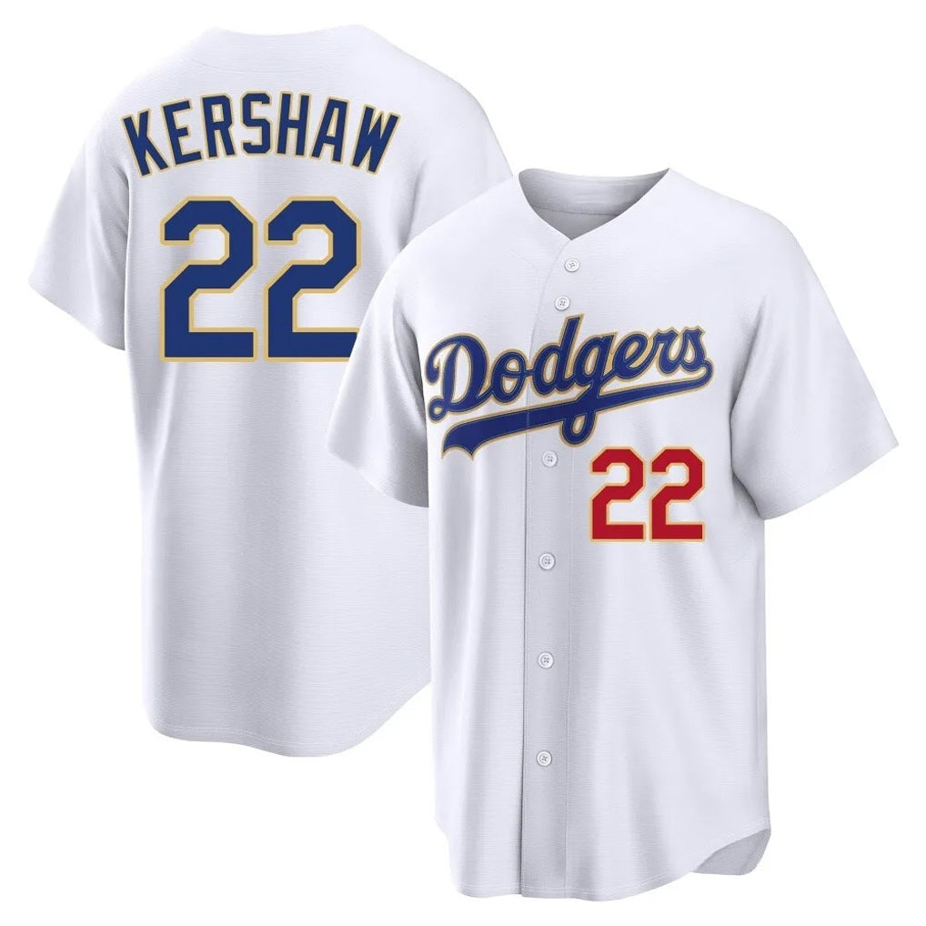 Los Angeles Dodgers #22 Clayton Kershaw Player Gold White FEDASGOGE 2026 Collection Stadium Limited Stitched Jerseys