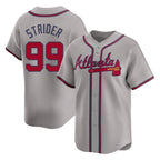 Atlanta Braves #99 Spencer Strider Player Gray FEDASGOGE Limited Home Game Stitched Jerseys