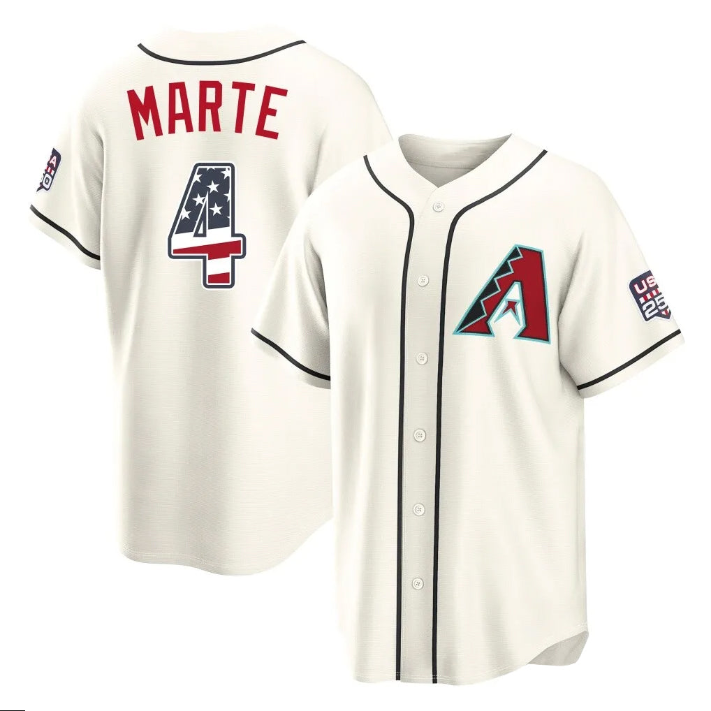 Arizona Diamondbacks #4 Ketel Marte Player Cream FEDASGOGE USA 250 Fourth of July Home Game Stitched Jerseys
