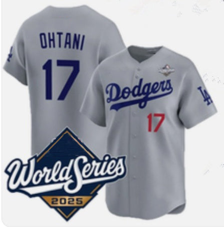 Los Angeles Dodgers #17 Shohei Ohtani Gray FEDASGOGE 2025 World Series Limited Stitched Jersey
