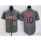 Houston Astros #10 Yuli Gurriel Number Grey FEDASGOGE Gridiron Cool Base Stitched Jersey