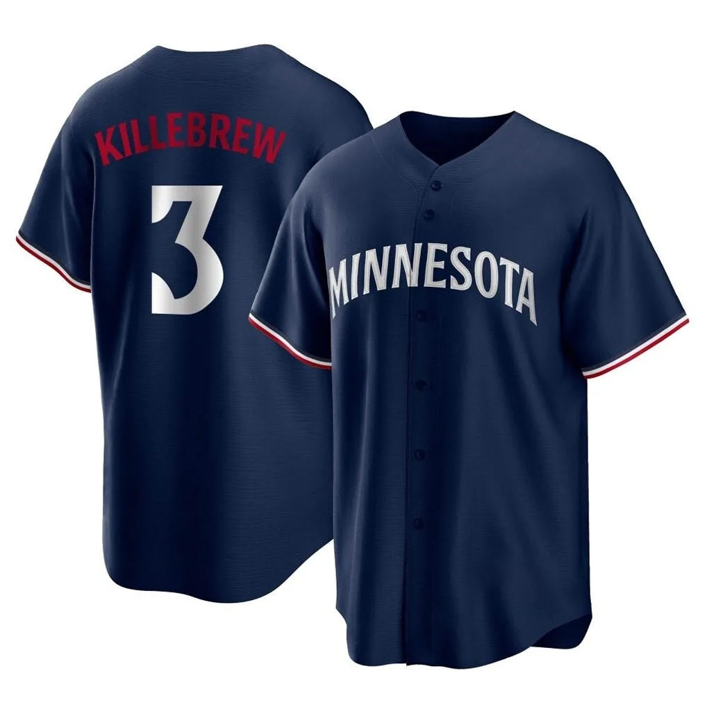Minnesota Twins #3 Harmon Killebrew Player Navy FEDASGOGEReplica Alternate Home Stitched Jerseys