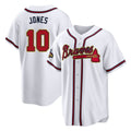 Atlanta Braves #10 Chipper Jones Player White Gold FEDASGOGE Home Game Stitched Jerseys