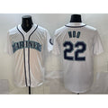 Seattle Mariners #22 Bryan Woo White FEDASGOGE Cool Base Stitched Jersey