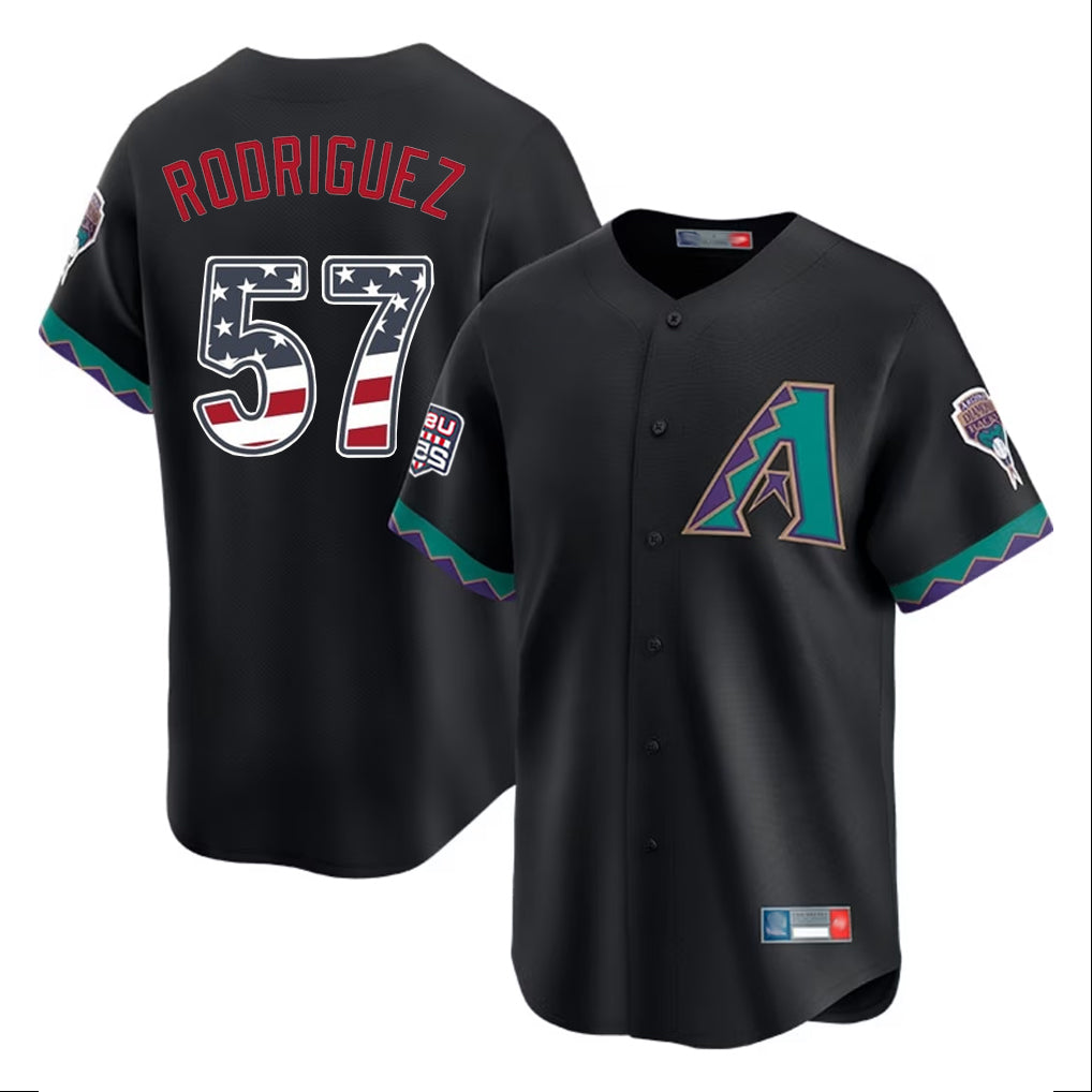 Arizona Diamondbacks #57 Eduardo Rodriguez Player Black FEDASGOGE USA 250 Fourth of July Home Game Stitched Jerseys