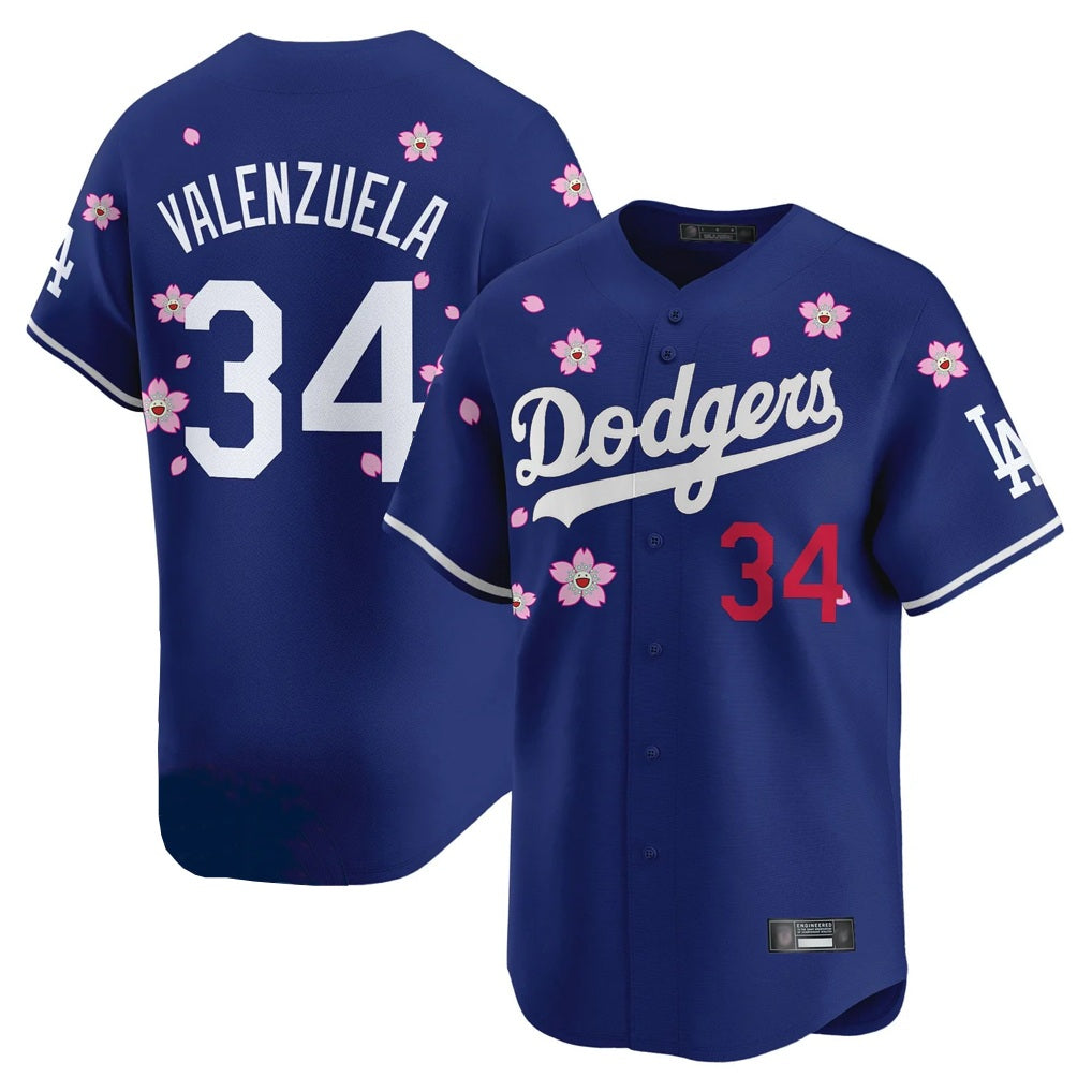 Los Angeles Dodgers #34 Fernando Valenzuela Player Royal FEDASGOGE Tokyo Series Vapor Premier Limited Stitched Jerseys