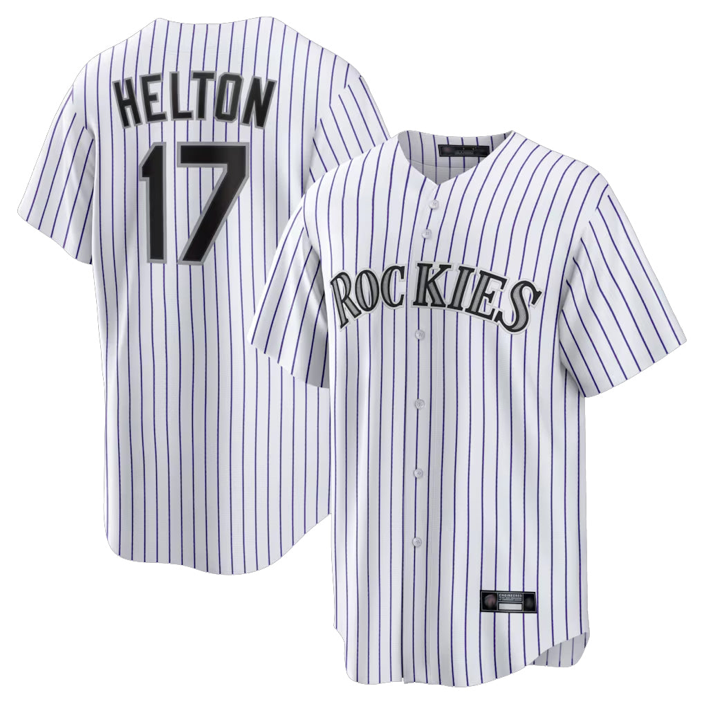 Colorado Rockies #17 Todd Helton Player White FEDASGOGE Game Home Stitched Jerseys