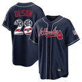 Atlanta Braves #28 Matt Olson Player Navy FEDASGOGE USA 250 Fourth Of July Limited Home Game Stitched Jerseys