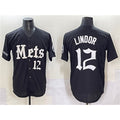 New York Mets #12 Francisco Lindor Black FEDASGOGE 'Gotham Gothic Edition' Vapor Premier Limited Stitched Jersey
