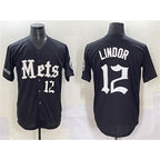 New York Mets #12 Francisco Lindor Black FEDASGOGE 'Gotham Gothic Edition' Vapor Premier Limited Stitched Jersey
